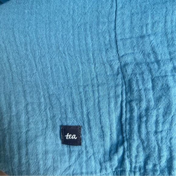 Tea Collection Blue Gauze Dress with Yellow and Pink Embroidery - Size 7 - Picture 5 of 7